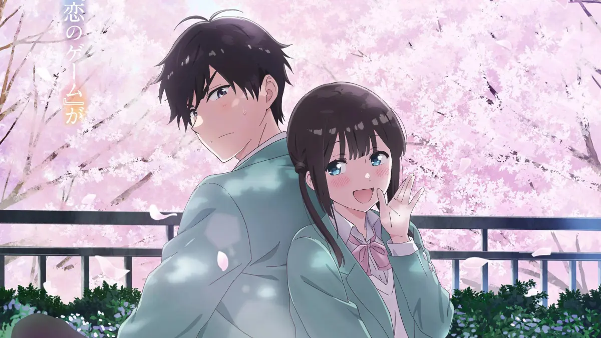 I Want to End This Love Game anime key visual featuring Yukiya Asagi and Miku Sakura in a school rooftop setting